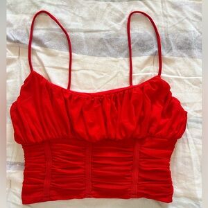 Red Spaghetti Strap Cropped Tank Size S